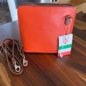 Vera Pelle Crossbody Purse, Orange